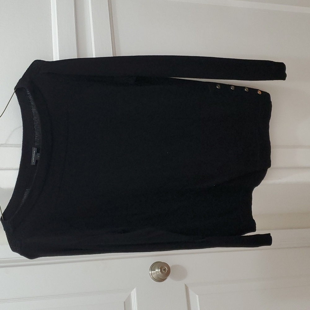 Black side buttoned boat neck sweater
